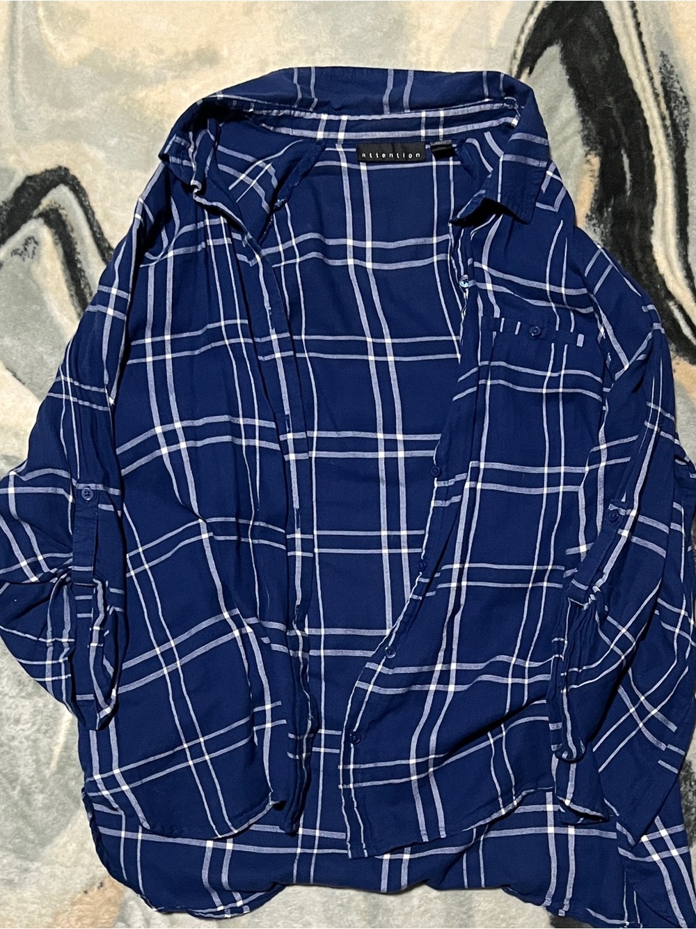 Attention blue and white sheer top